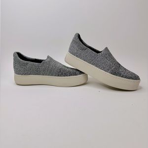 Vince Womens 8.5 Walsh Knit Platform Sneakers Shoes Grey Slip On Loafers Comfort
